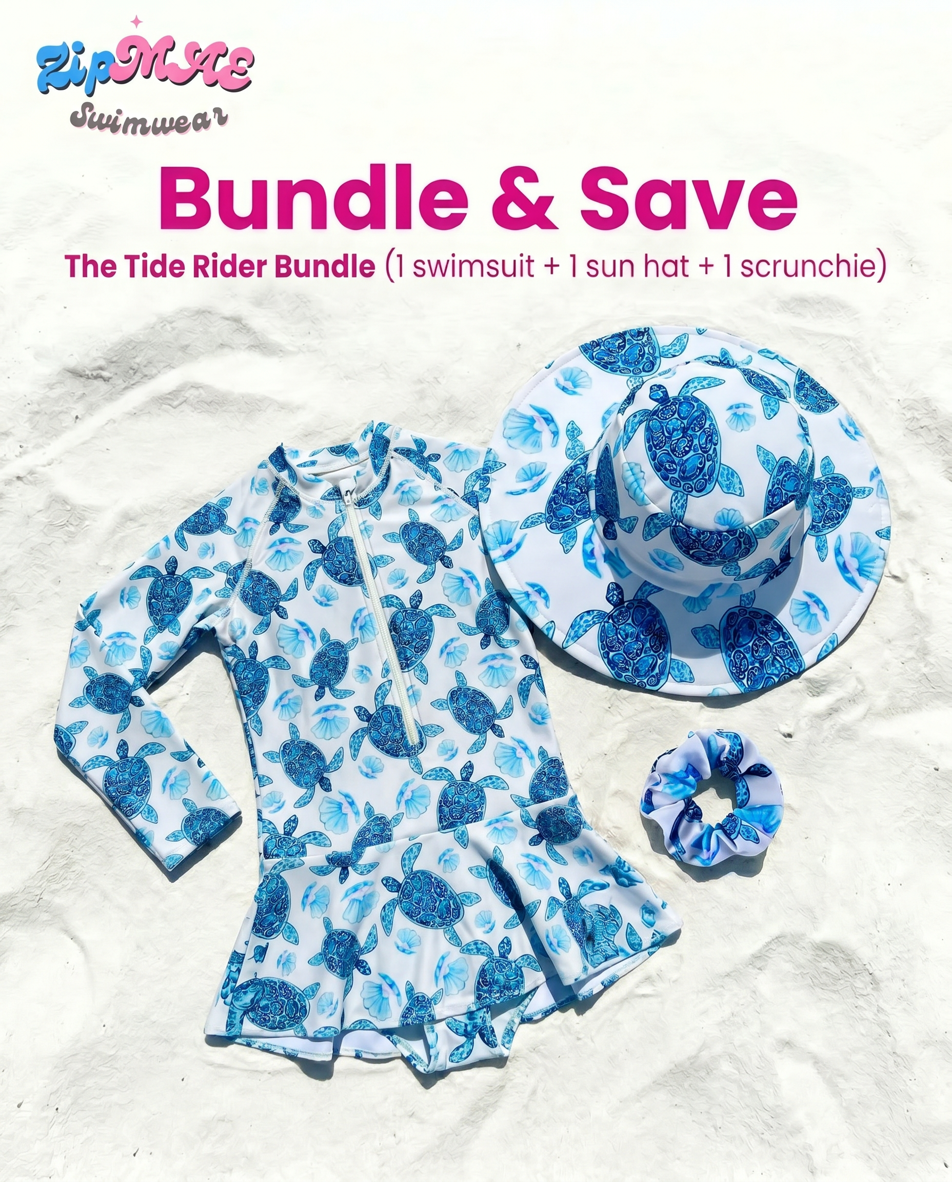 Tide Rider Bundle: Sun Hat, Scrunchie & Set for Perfect Beach Days