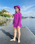 ZipMAE Swimwear Sun Hat Love Splash with tropical twist, wide brim, and vibrant colors for sun protection and stylish beachwear.